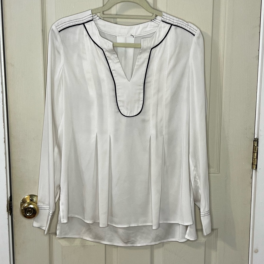 INC white chiffon blouse